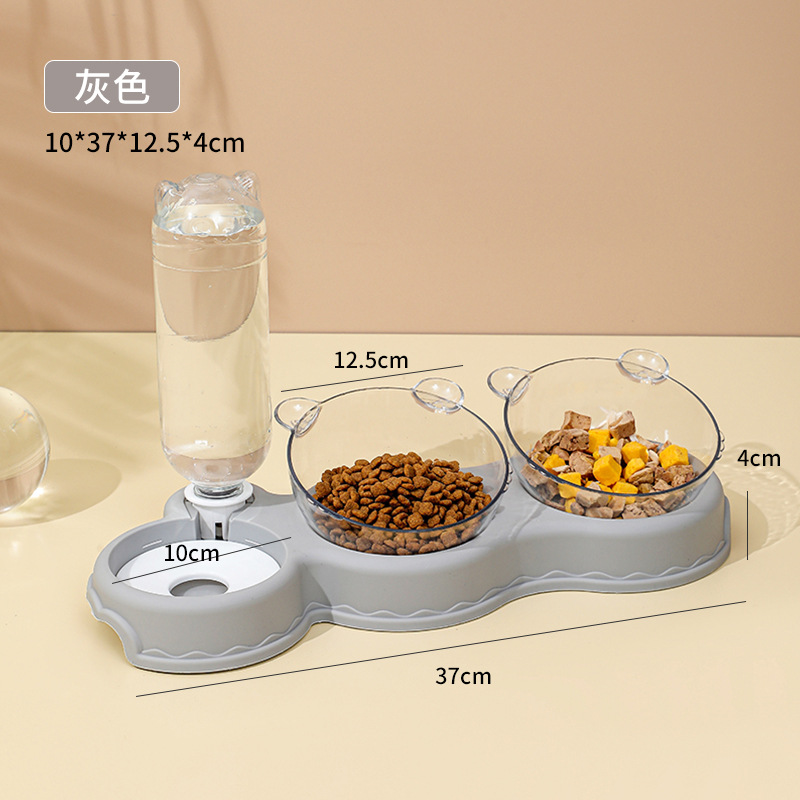 Cat Bowl doble tazón boca a prueba de humedad multifuncional Pet Bowl alimentación automática fuente de bebida perro tazón mascota suministros diarios