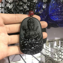 抖音热卖一帆风顺关公款式吊坠黑曜石毛衣配饰 男女式爆款项链