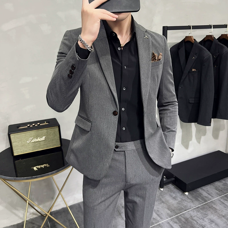 Комплект, корейский тренд классический костюм, Slim fit, британский стиль, стиль высокого качества