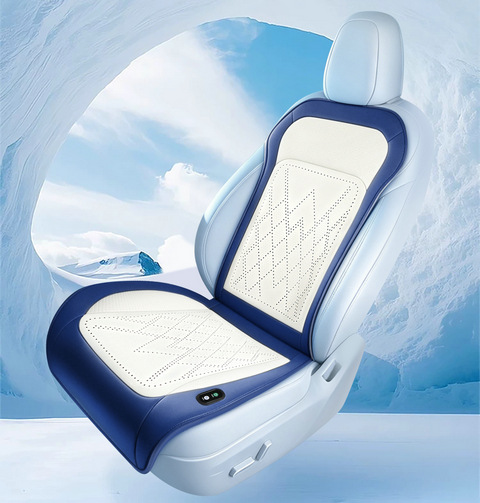 Simple Slim Waist Style Car Seat Cushion with USB Cigarette Lighter Fan Cooling Pad, Summer Special Leather Seat Cushion