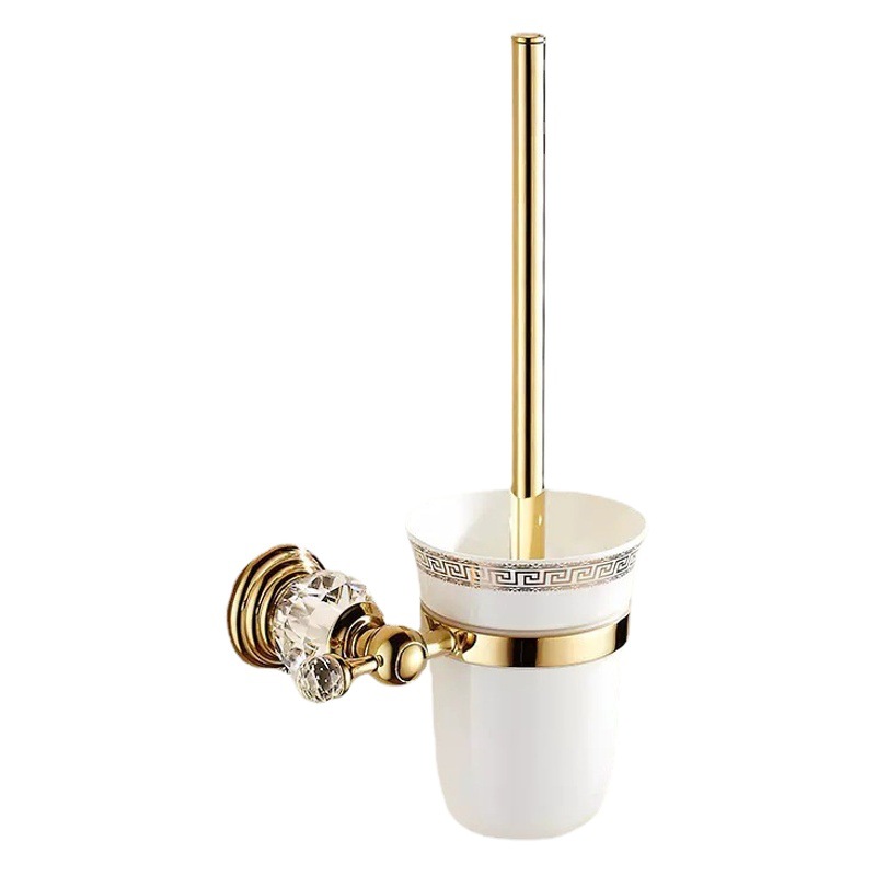 European-style Golden Crystal Series Toilet Brush Holder Antique Hardware Pendant Toilet Supplies Toilet Cleaning Brush Set