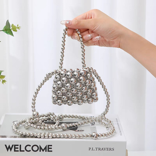 Knitting Children's Bags for Girls, Summer Pearls 2024 New Mini Bags for Girls, Beaded Bags for Girls, Child Crossbody Bags, Small Handbags