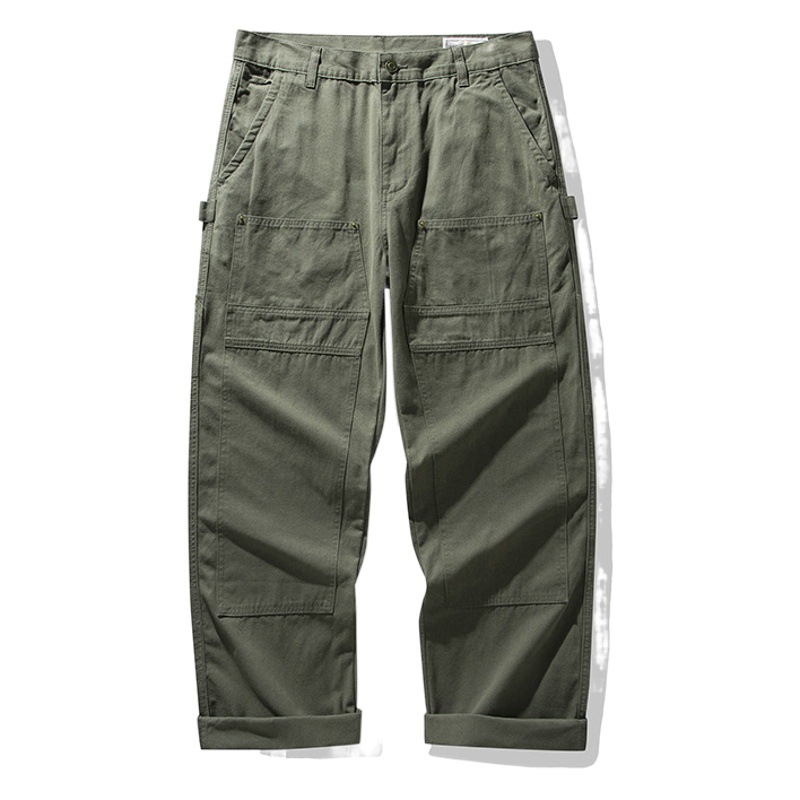 OKONKWO lienzo trabajador ferroviario pantalones multi-Bolsillo overoles hombres y mujeres de color beige escalada pantalones de trabajo al aire libre