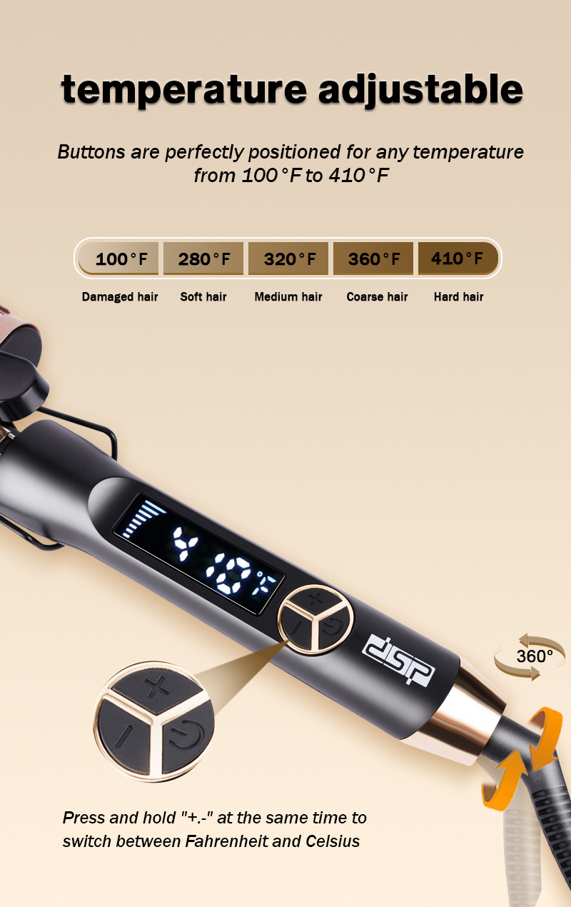 Bastone arricciacapelli automatico DSP Dansong con ricci grandi e onde che non danneggiano i capelli. Lo strumento per arricciare le persone pigre per uno styling domestico di lunga durata_voghion.com