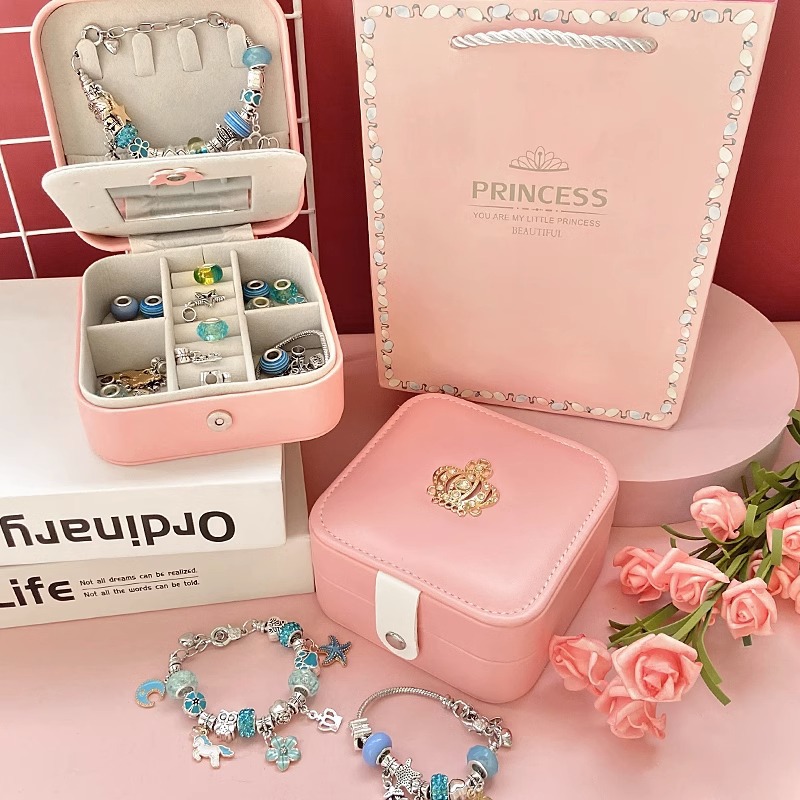 [크라운 버전 업그레이드] 블루 DIY 팔찌 세트 [이중 보석 보관 상자 + 선물 가방 보내기]]