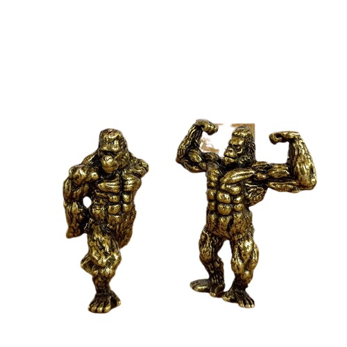 Pure Copper King Kong Fitness Orangutan Bronze Sculpture Entrance Decoration Living Room Animal Desktop Ornaments Crafts Gifts
