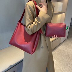AliExpress ツーピースバケットバッグ女性の新しいレトロ大容量通勤義母バッグシングルショルダー脇の下トートバッグ
