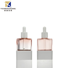 新款现货30ml扁方瓶透明滴管精油瓶四方底托瓶精华液瓶玻璃分装瓶