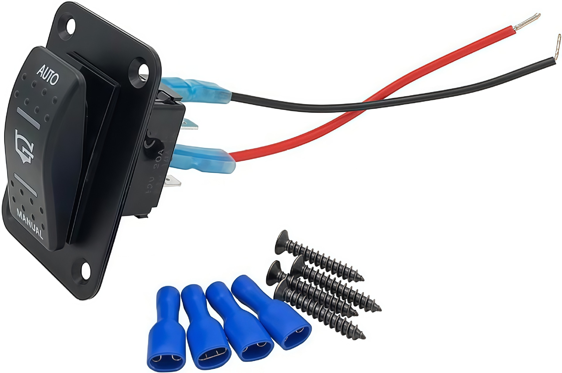 Bilge pump rocker switch with LED light 20A 12V/24V four-pin SPDT 3-position waterproof switch universal