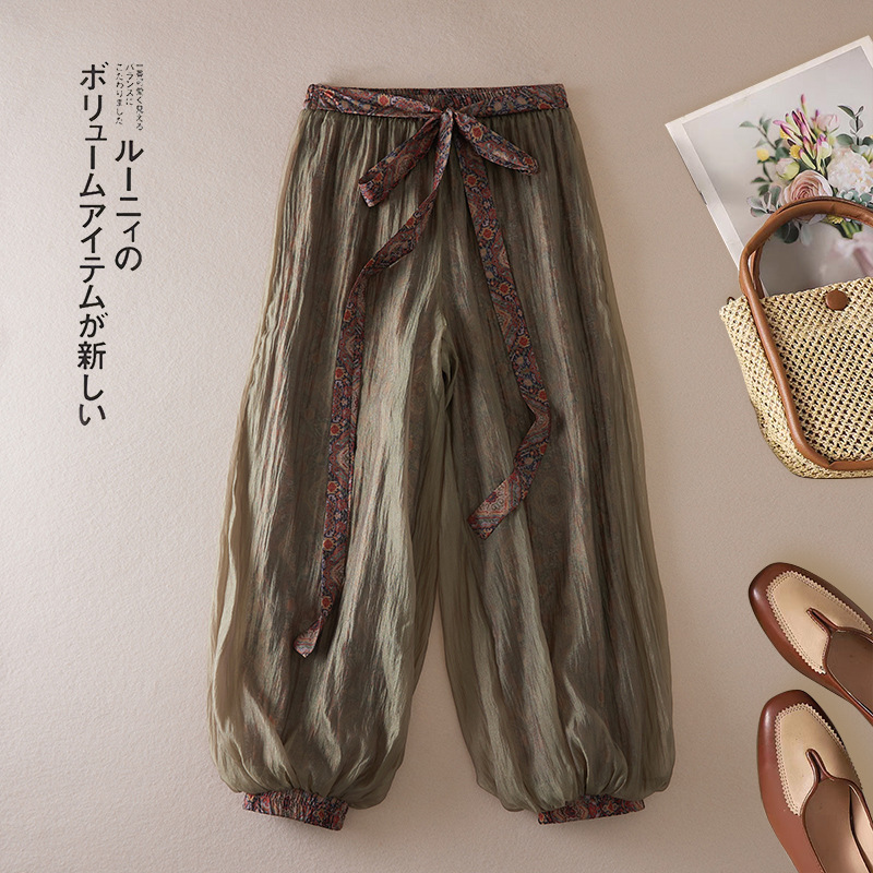 Real Shot Ethnic Style Thin Lantern Pants Women's Summer New High Waist Pants Casual Slimming Cropped Pants Real Shot Ethnic Style Thin Lantern Pants Women's Summer New High Waist Pants Casual Slimming Cropped Pants