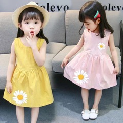 Girls Summer Dress Pure Cotton New 2024 Baby Princess Dress Korean Style Western Style Sleeveless Vest Dress for Children