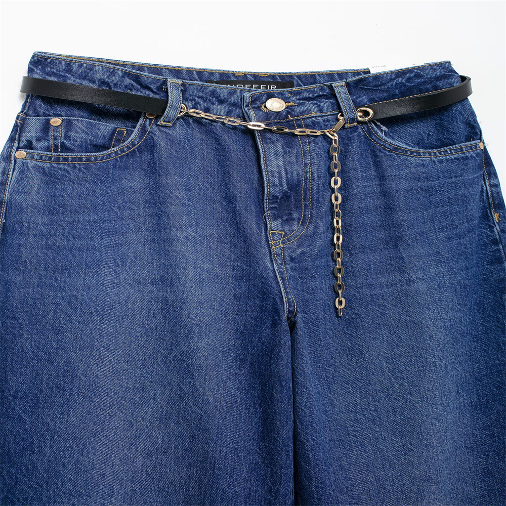Completo due pezzi in denim da donna top smanicato e pantaloni_voghion.com