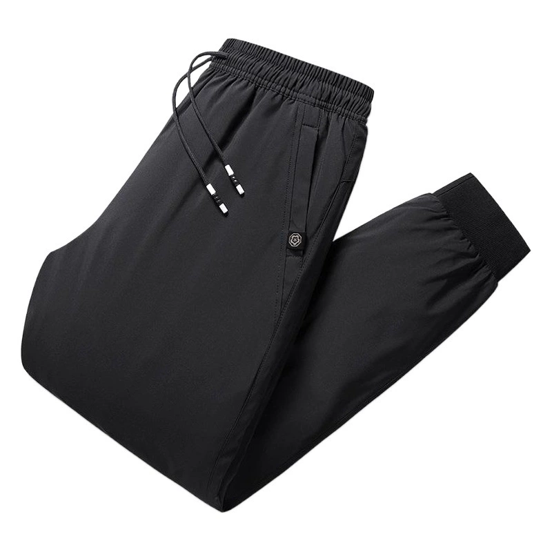 Пуховики мужские зимние новые брюки для пап среднего и пожилого возраста ветрозащитные Холодостойкие теплые толстые бархатные брюки больших размеров с белой уткой