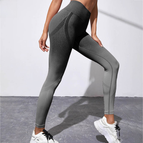 Women's Seamless Cross-border High-waisted Gradient Color Hip-lifting Fitness Tights for Running Sports Tight Speed-drying Peach Butt Yoga Pants