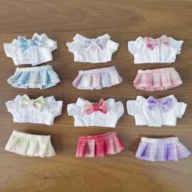 10厘米棉花娃娃长腿kitty猫jk制服玩偶娃衣衣服校服套装换装 批发