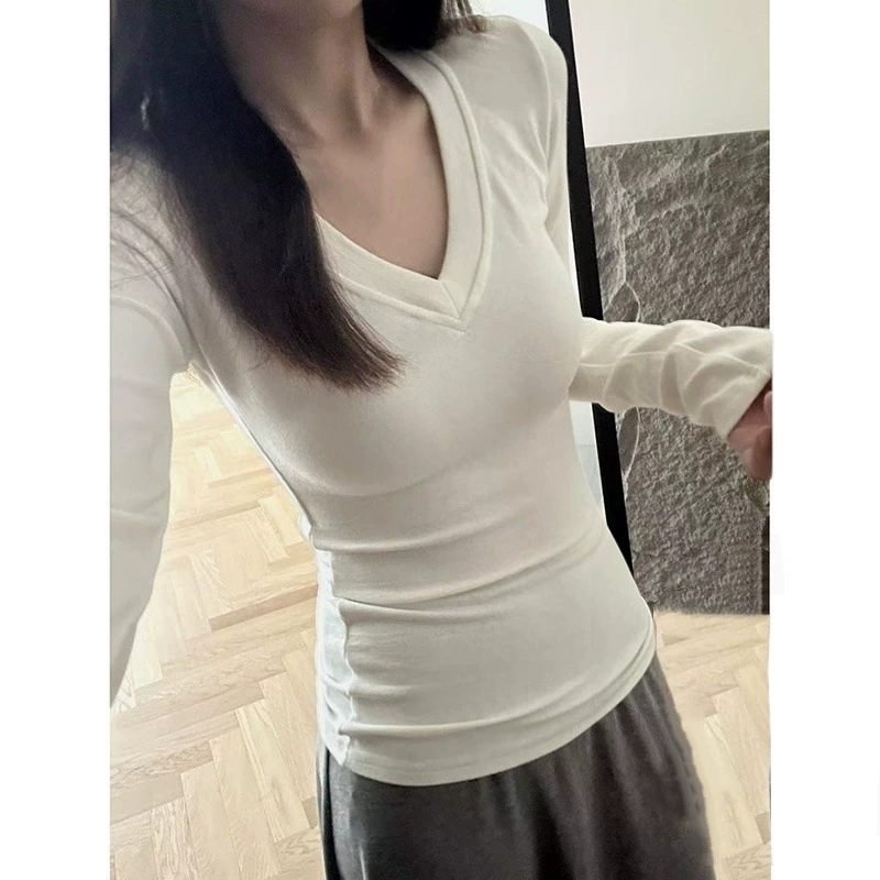 Топ женский длинный рукав slim-fit, базовый облегающий, фуксия, осенний