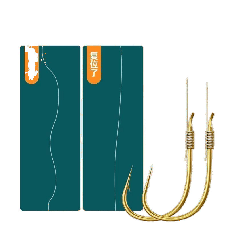 Línea de seda de manga de oro, línea de mar, gancho de pesca de doble gancho, productos terminados, gancho de pesca de arroyos salvajes, comercio exterior.