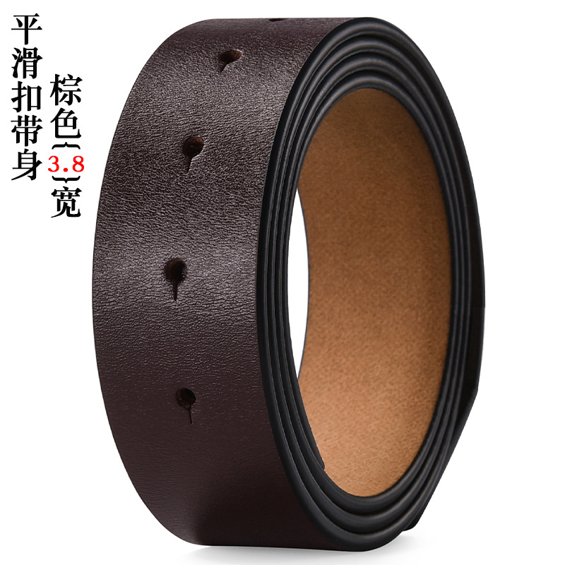 Cinturón sin cabeza de piel de vaca tira de hebilla lisa de cuero de los hombres con cuerpo