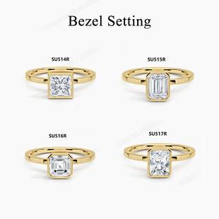 Simple Fashion S925 Sterling Silver Set Moissanite Ring Asche 1 karat Gold Cross-border 2024 Popular Ring