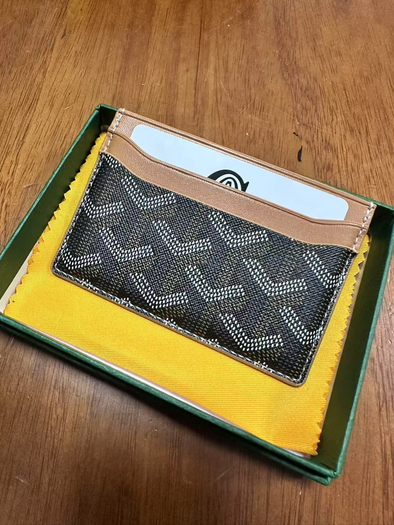 Tarjetero Goyard, tarjetero ultrafino de cuero genuino clásico para hombre, tarjetero de almacenamiento para mujer, tarjetero universal