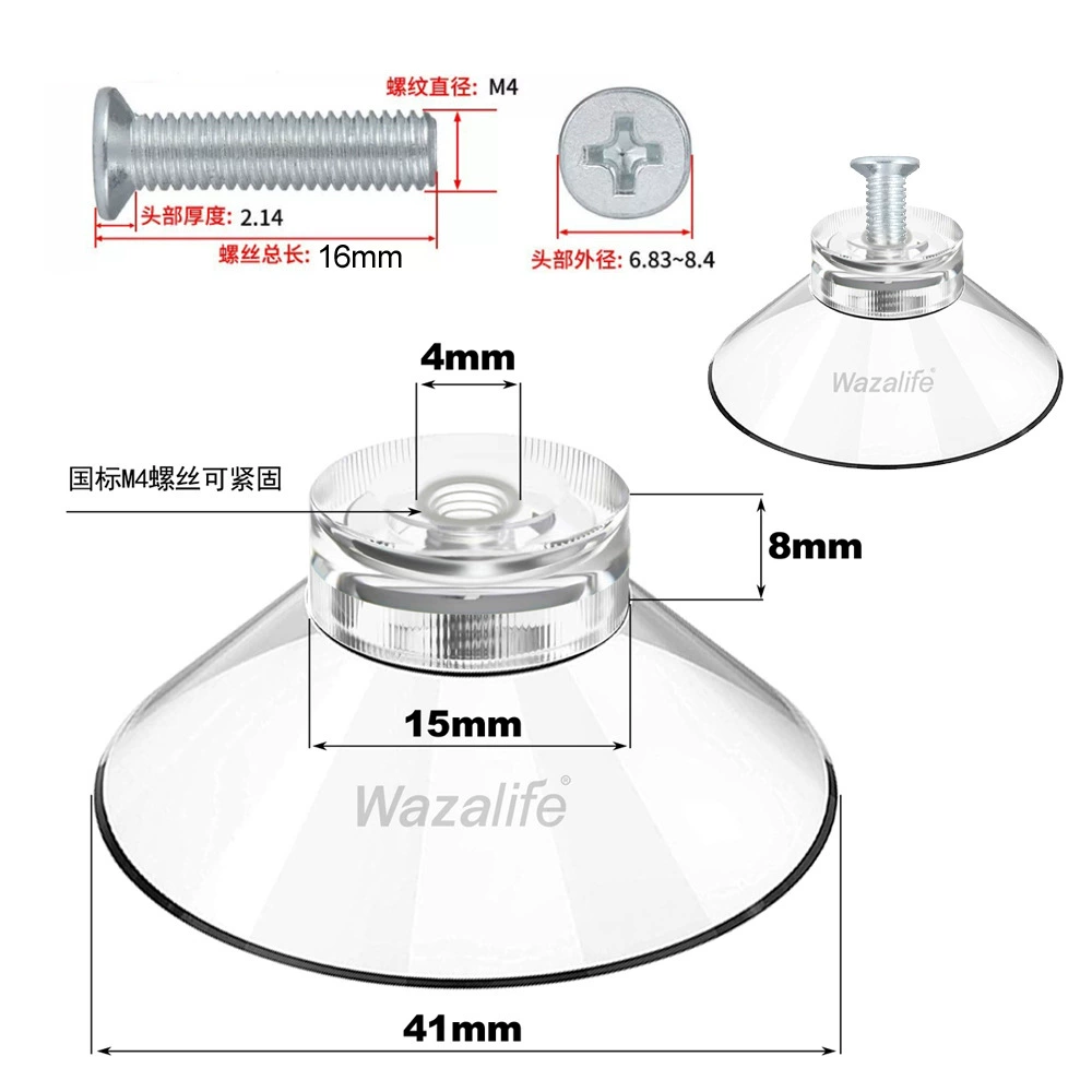 Wazalife Transparent Glass Suction Cup Base with M4 Screw for Traceless Wall Mounting and Storage