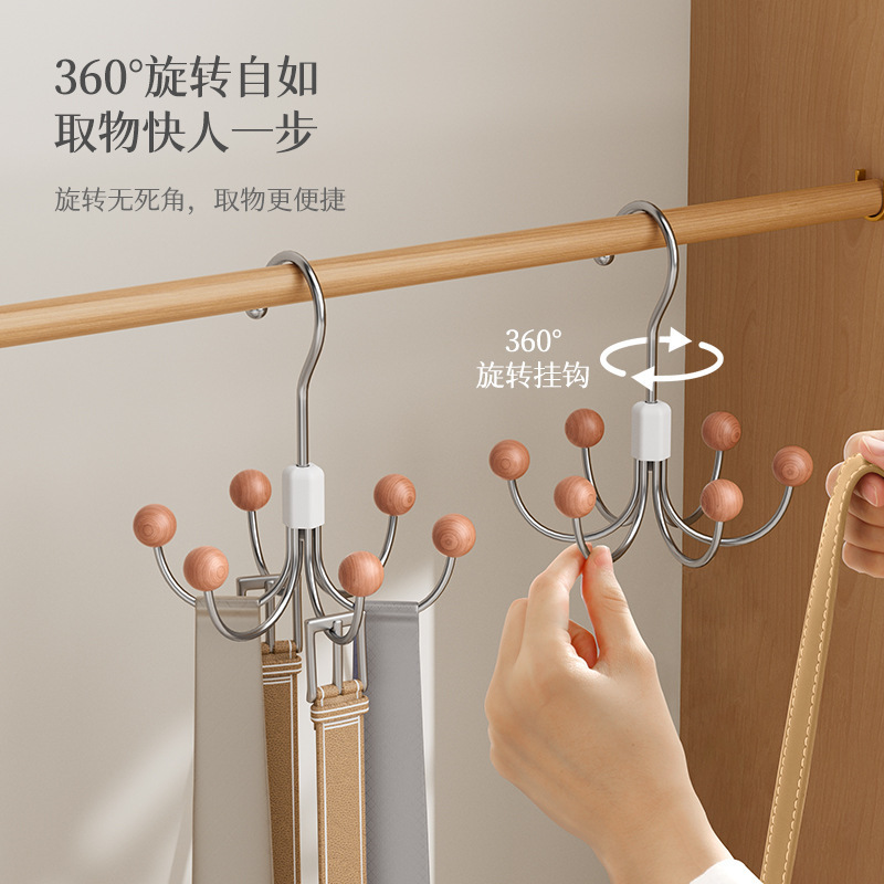 6本爪フック、360度回転ワードローブバッグハンガー、多機能下着ラック、スリングバッグ、コート収納フック|undefined