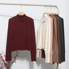 A02清仓特价不退换  双面仿羊绒打底衫镂空半高领长袖上衣1123