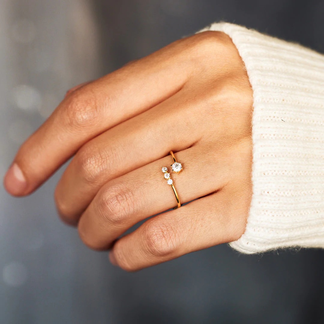 Daily Occasion 925 Sterling Silver Zircon Geometric Rings 925 Sterling Silver Rings