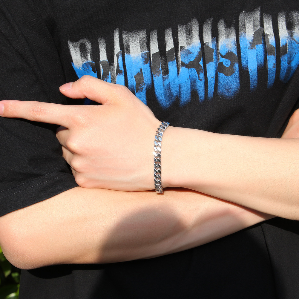 68g Weight Bracelets Classification 316L Stainless Steel Chain Material 1 Piece Quantity Holiday, Daily Occasion 316L Stainless Steel Material Geometric Pattern Men's Gender Simple Style Style Waterproof Non Tarnish, Surgical Steel Craft Simple Style 316L Stainless Steel  Geometric Men's Chain Bracelets 6