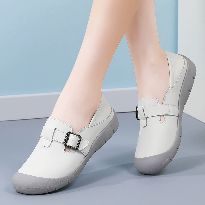 Женские туфли-лоферы из натуральной кожи, новинка весны 2025 года, перфорированные, на мягкой подошве, легкие, нескользящие.