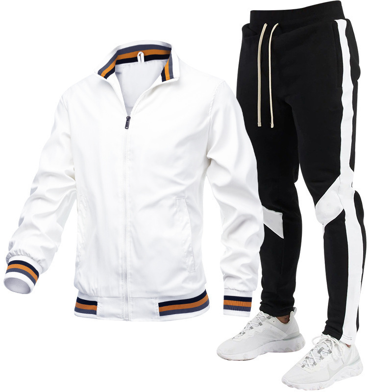 2024 nuevo traje de pantalón higiénico estampado empalmado de chaqueta juvenil para hombres de la calle corriendo se puede fijar en el logotipo