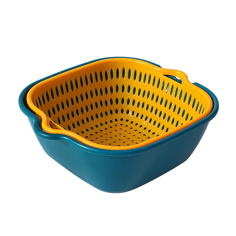 Cesta de drenaje de doble capa 8 conjuntos de 6 conjuntos de platos de lavar cestas de drenaje de frutas de cocina cestas de verduras de fugas de agua de doble capa cuenca de drenaje