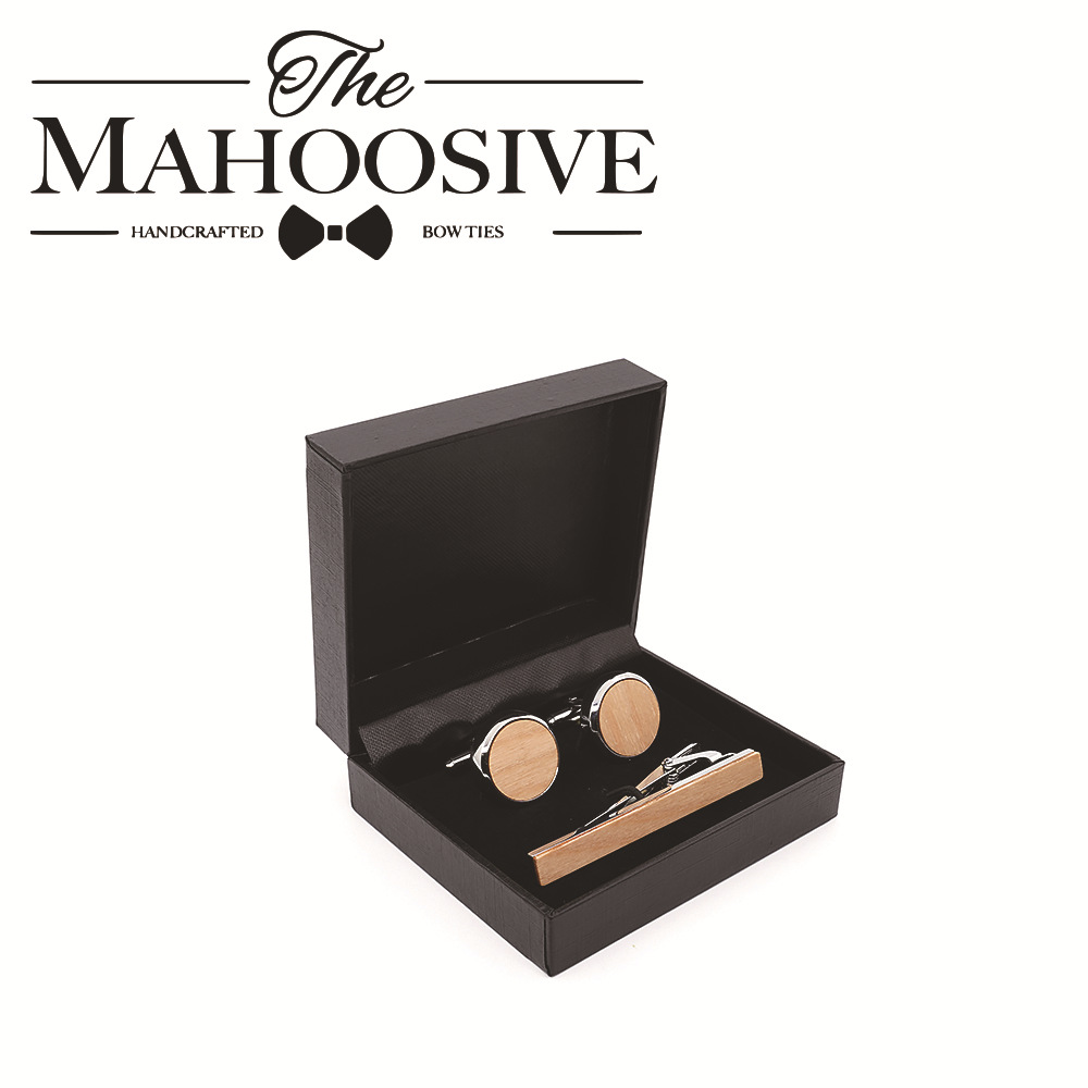 2021 Wooden Cufflinks French-style Shirt Cuff Fasteners for Men High-end Cufflinks Wooden Cufflinks with Leather Tie Clip