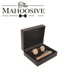 2021 Wooden Cufflinks French-style Shirt Cuff Fasteners for Men High-end Cufflinks Wooden Cufflinks with Leather Tie Clip