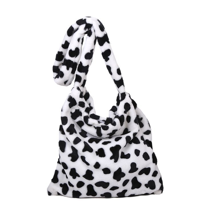Bolsa de felpa para mujer Otoño e Invierno nueva moda 2023 hombro mensajero bolsa vaca estilo occidental gran capacidad estudiante bolsa