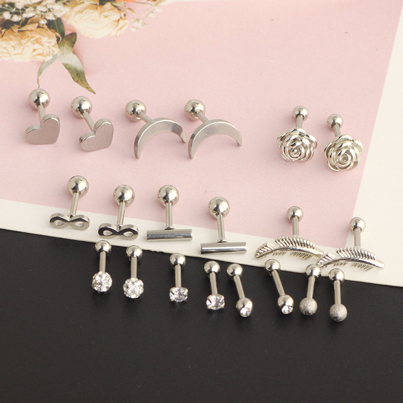 Silver pointed spike labret stud material detail