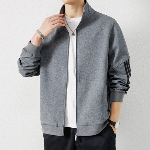 Men's Spring and Autumn Stand-up Collar Open Sweatshirt Loose Casual Outerwear Youth Top