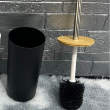 Doméstico piso de bambú cubierta inodoro cepillo de baño herramienta de limpieza de baño multifuncional cuclillas sin esquina muerta conjunto de cepillo