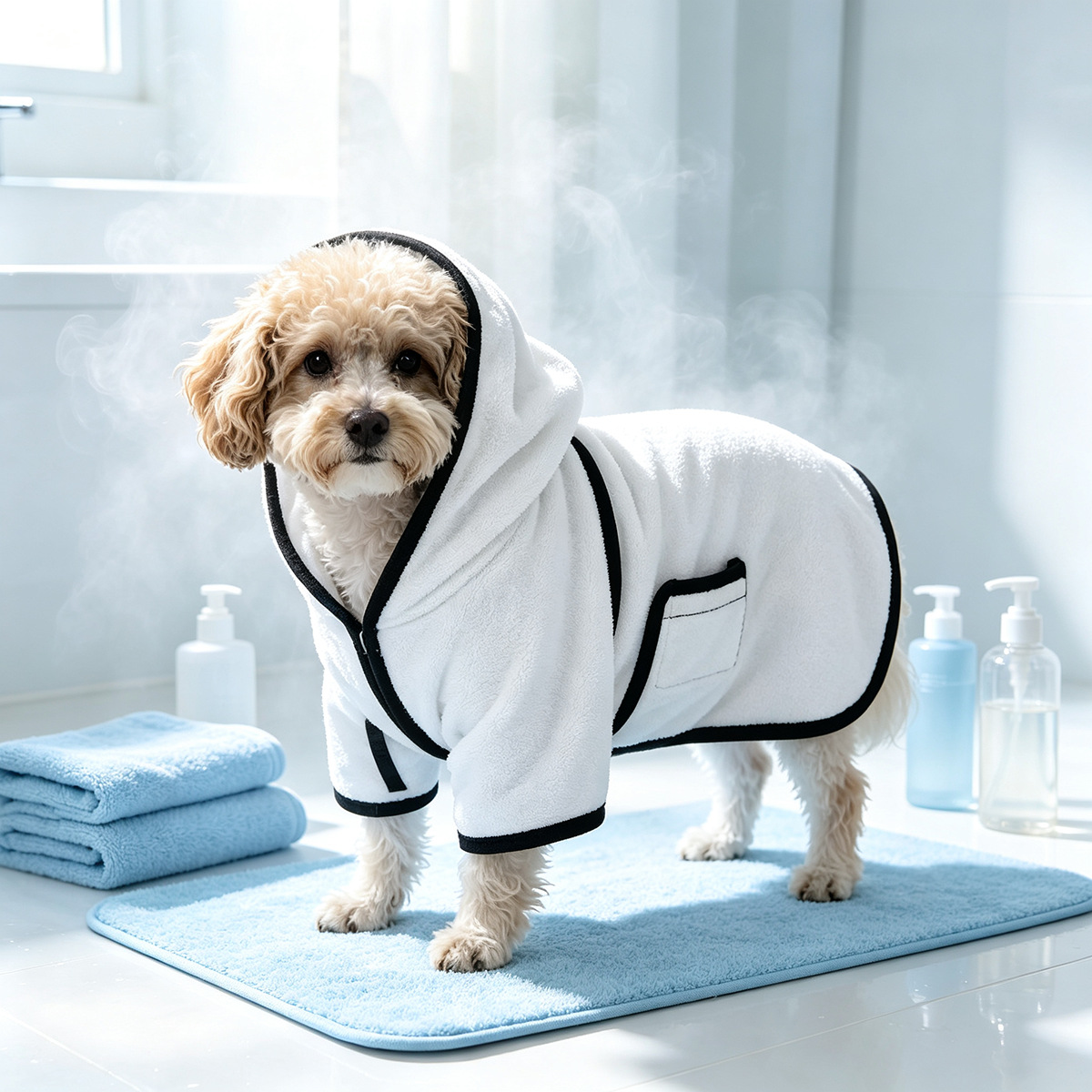 Amazon's new pet quick-dry bathrobe, waist-tied dog bath towel, autumn and winter pet bath towel, dog bathrobe wholesale