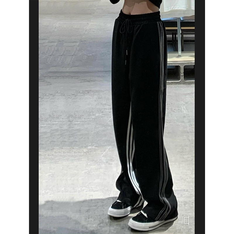 American-Style Striped Women's Sweatpants Trendy Ins Spring Summer 2025 New Casual High-Waisted Drape Suit Wide-Leg Pants