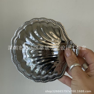 New French Vintage Stainless Steel Shell butter Box Jewelry Storage Box Ins Middle Ancient Western Food Box