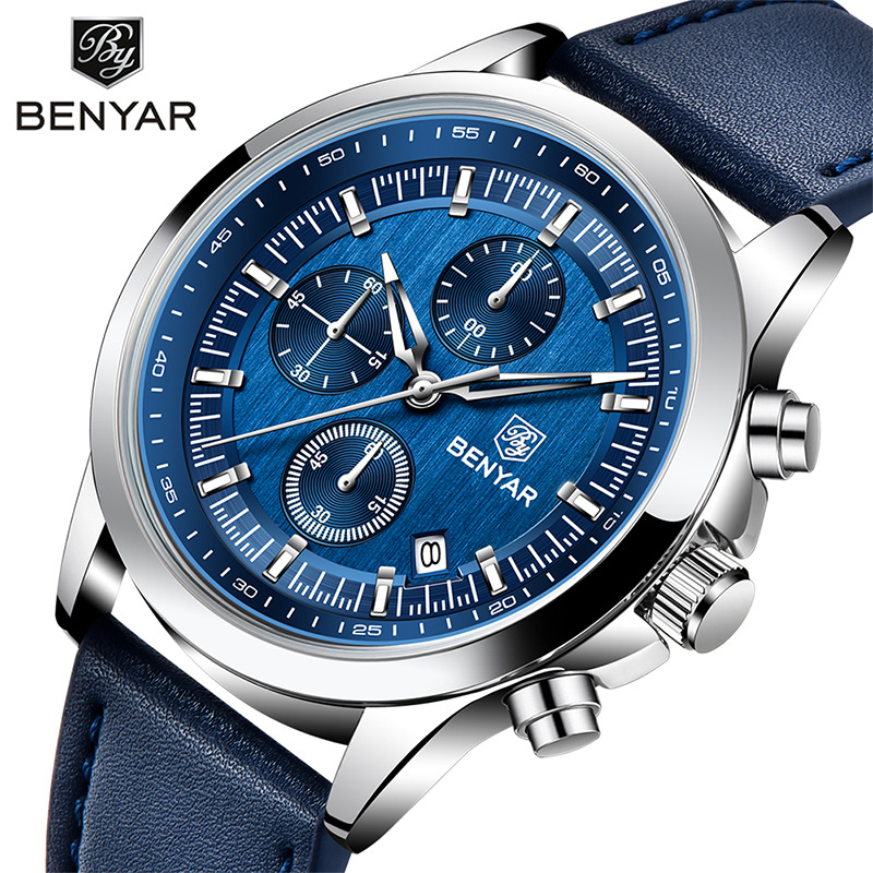 BENYAR Reloj de hombre cronógrafo multifunción calendario deportivo impermeable reloj de cuarzo de negocios BY5210