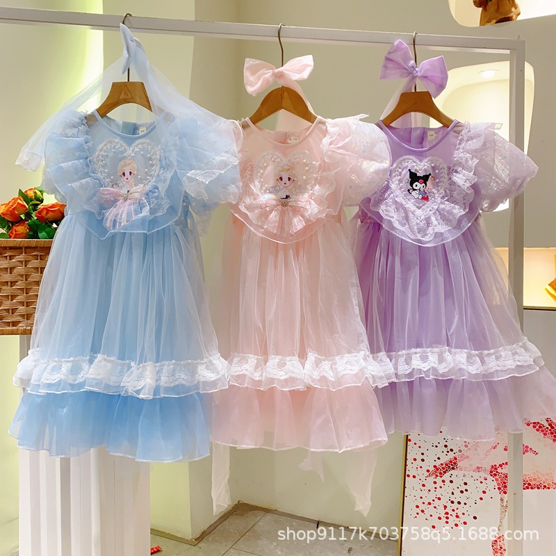 Girls Dress Elsa Kuromi 2025 New Princess Children's Style Lolita Elsa Dress Skirt Summer