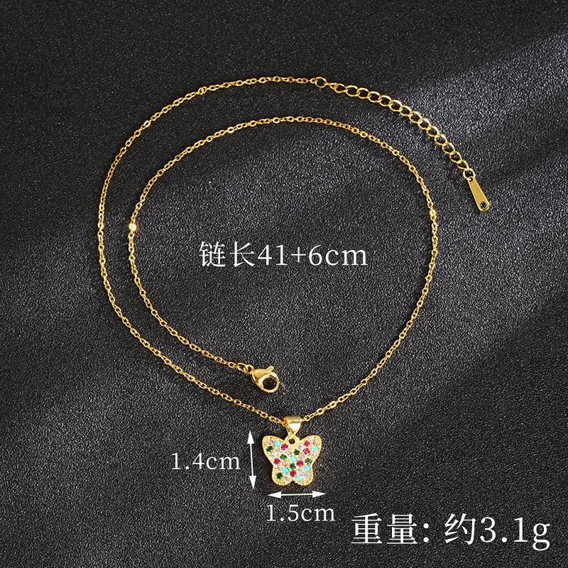 Collar de mariposa de oro de arena vietnamita lleno de pendientes de diamantes moda diseño de todo fósforo ligero lujo durante mucho tiempo conjunto de joyas que no se desvanece