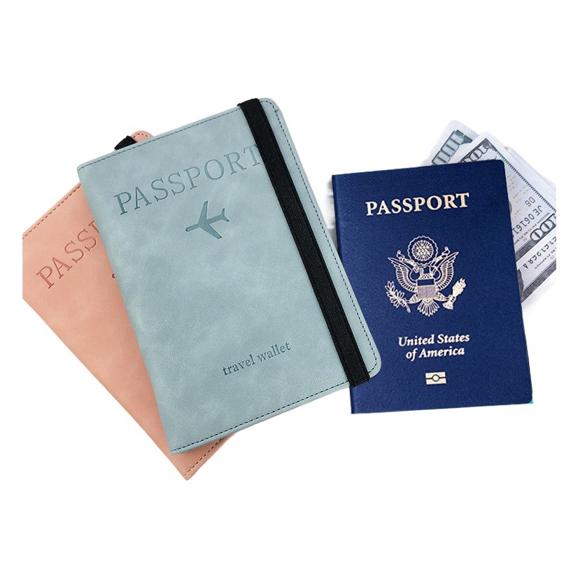 Cross-border in stock color changing PU leather skin feeling multi-color strap passport cover luggage tag suit multi-function passport holder bag