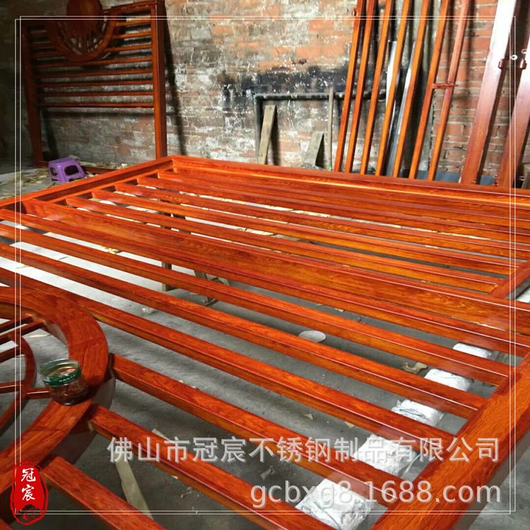 户外阳光房木纹不锈钢U槽 别墅围栏不锈钢立柱 100*100木纹方管