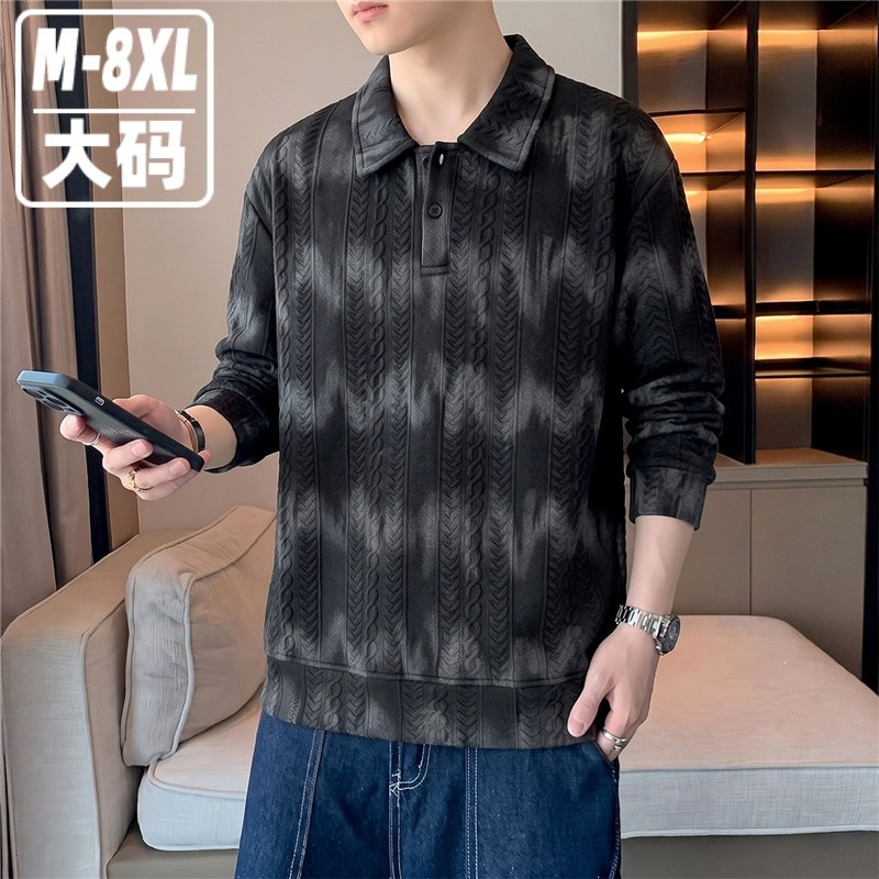 【M-8XL】2026 New Plus Size Men's Heavyweight Sweatshirt, American Style Jacquard Collar Jacket, Men's Autumn Outerwear