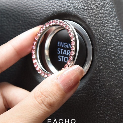 Car one-touch start ring with diamond decoration sticker, stylish creative car interior modification ignition switch with diamond decoration ring