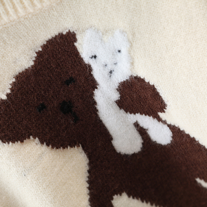 6508 suéter de oso de dibujos animados para niños 2025 nueva ropa de otoño e invierno suéter de jersey para niños estilo occidental otoño versión coreana