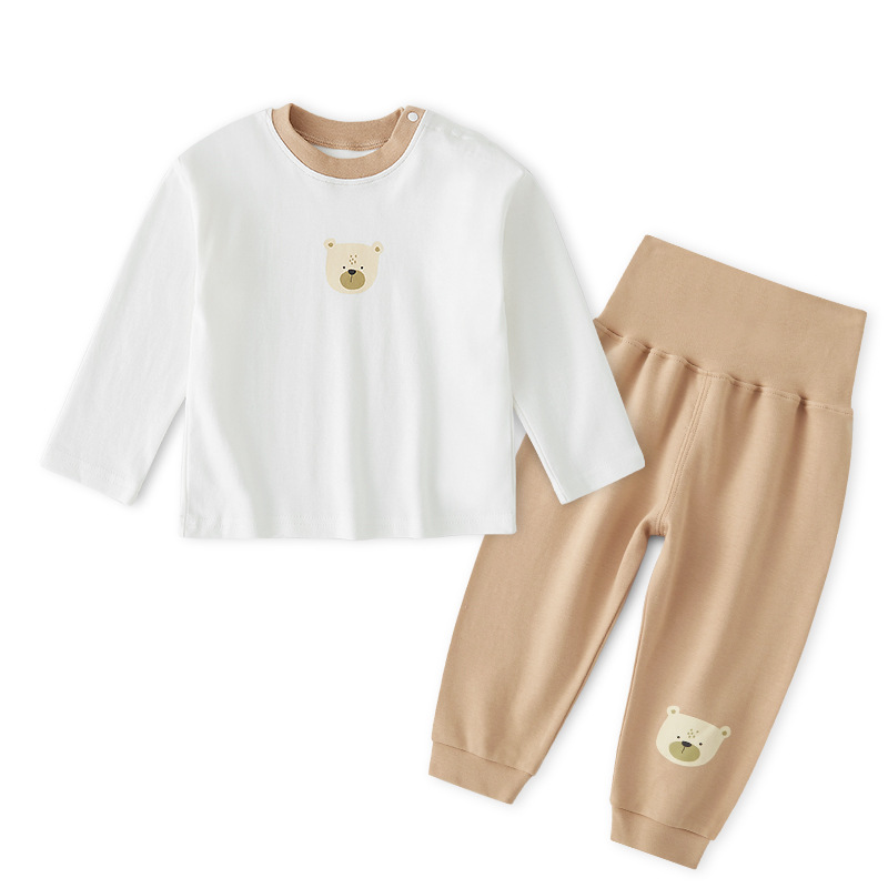 흰색 바탕에 곰 + 단색 카키색